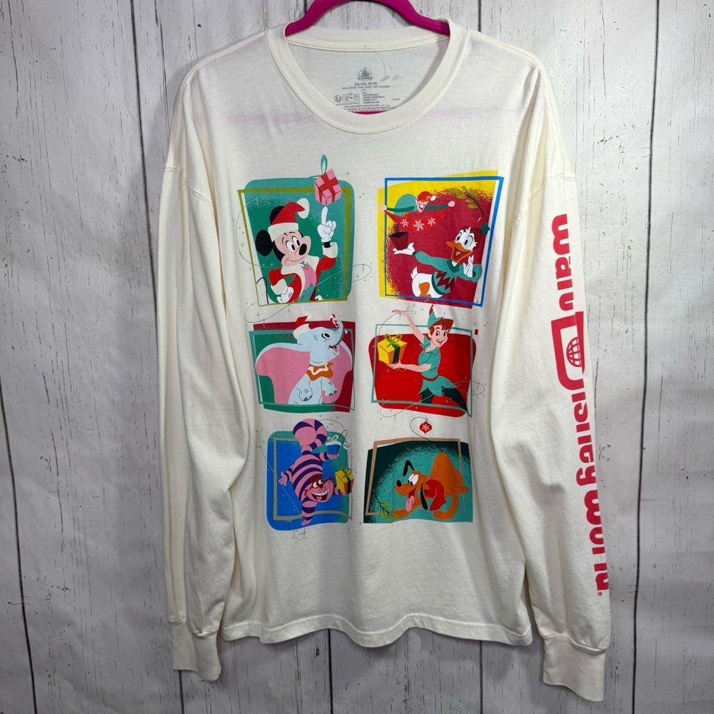 Disney Parks Holiday Long Sleeve Tee Mickey & Friends Graphic Christmas Holiday